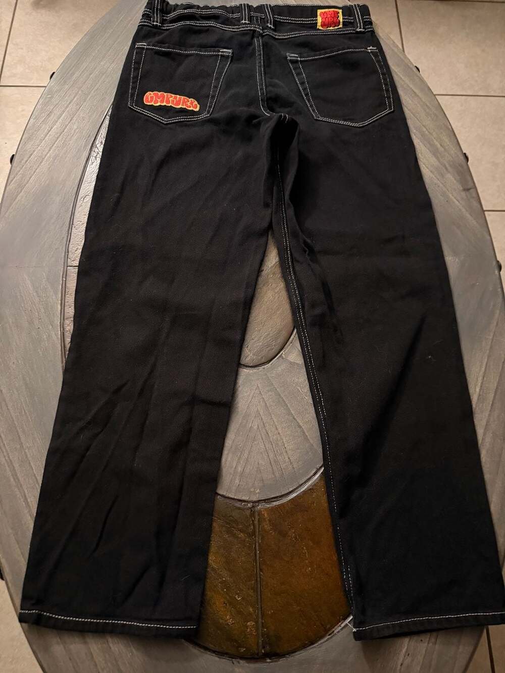Kids Empyre Black Embroidered Relaxed Fit Skate Jeans